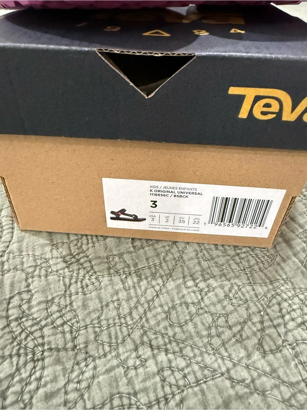 Teva Kids Black Sandals with Pink and Multicolor Straps